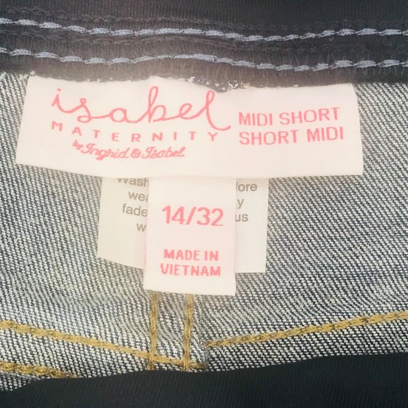 Isabel Maternity Women's Size 14 Crossover Panel Blue Denim Midi Short New - Picture 5 of 16
